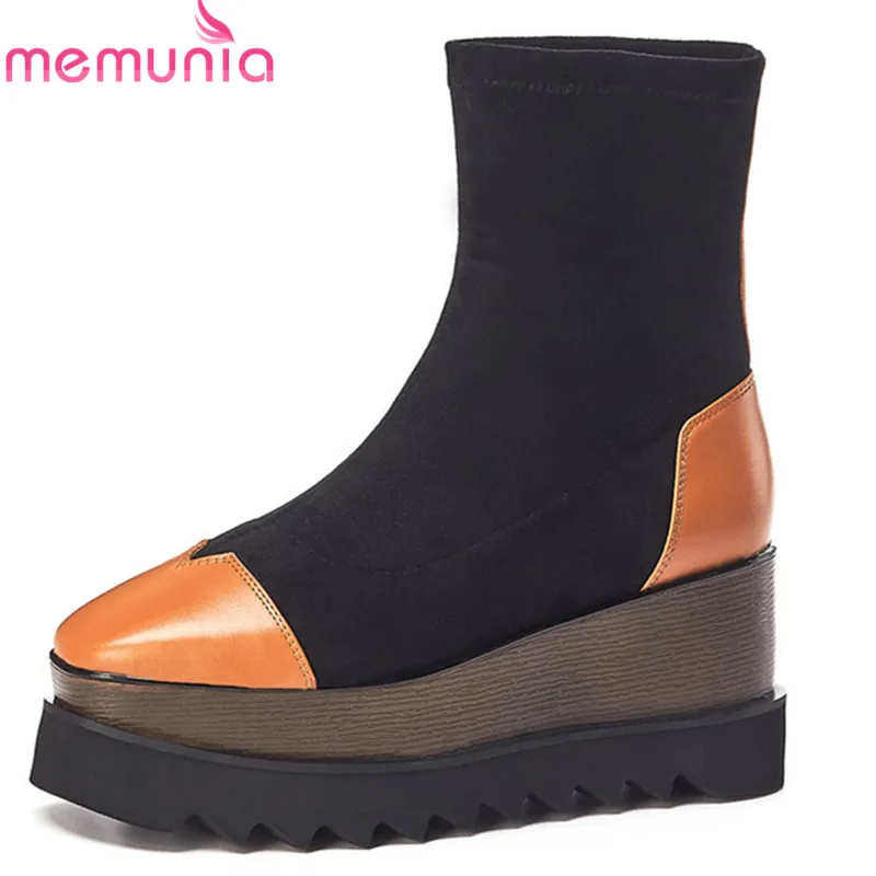 MEMUNIA 2020 top quality women ankle boots genuine leather +flock autumn wedges platform boots mixed colors punk shoes woman
MEMUNIA 2020 top quality women ankle boots genuine leather +flock autumn wedges platform boots mixed colors punk shoes woman