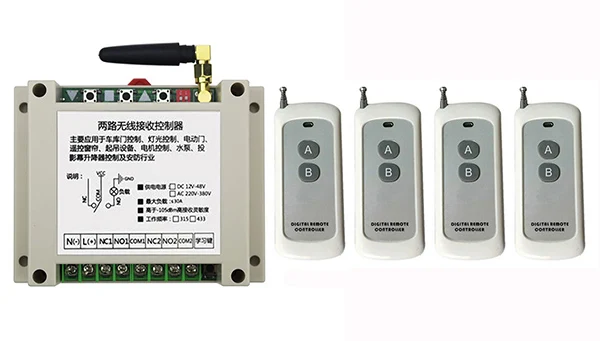 AC220V 250V 380V 2CH 500m Long Range RF Wireless Remote Control Relay Switch Security System tubular motor garage door shutters
AC220V 250V 380V 2CH 500m Long Range RF Wireless Remote Control Relay Switch Security System tubular motor garage door shutters