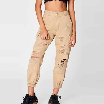 American Style Women Cool Solid Ankle-length Women Casual Cargo Pants Women Ankle Banded Front Hole Cargo Pants
American Style Women Cool Solid Ankle-length Women Casual Cargo Pants Women Ankle Banded Front Hole Cargo Pants