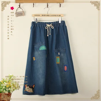 Japanese Harajuku Casual Embroidery A Linen Jeans Blue Denim Faldas Vaqueras Roupas Femininas Jupe Longue Women Spring Skirt
Japanese Harajuku Casual Embroidery A Linen Jeans Blue Denim Faldas Vaqueras Roupas Femininas Jupe Longue Women Spring Skirt