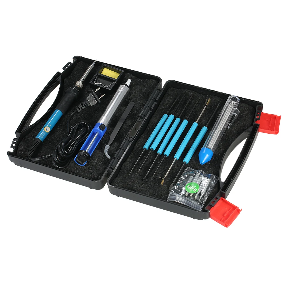 16 pcs Electric Soldering Iron Kit 60W 110V Adjustable Temperature Welding tool Solder Tips +Desoldering Pump Assist Tools +Case
16 pcs Electric Soldering Iron Kit 60W 110V Adjustable Temperature Welding tool Solder Tips +Desoldering Pump Assist Tools +Case