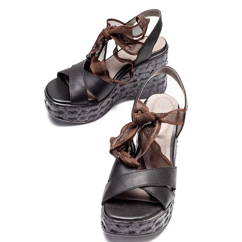 Summer Women's Sandals Super High Heels Comfort Soft Rubber Riband Genuine Leather Leisure Retro Handmade Shoes For Women 2019
Summer Women's Sandals Super High Heels Comfort Soft Rubber Riband Genuine Leather Leisure Retro Handmade Shoes For Women 2019