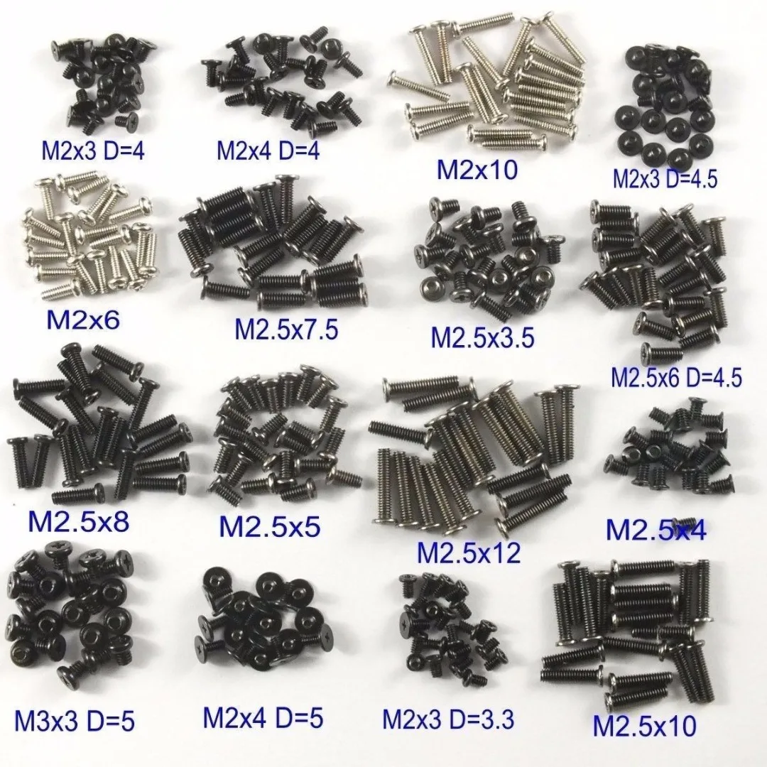 320Pcs/Set Laptop Computer Notebook Screws Kit Assemble Fastening Flat Head Black Repair Case for IBM Dell Lenovo Samsung