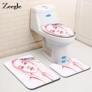 Zeegle Portrait Pattern Bath Mat Toilet Rug Set Carpet Absorbent Non-Slip Pedestal Rug Lid Toilet Cover Bath Mat Toler Decor
Zeegle Portrait Pattern Bath Mat Toilet Rug Set Carpet Absorbent Non-Slip Pedestal Rug Lid Toilet Cover Bath Mat Toler Decor