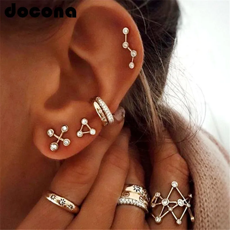 Docona Charming Gold Crystal Stud Earring Geometric Elegant Earrings for Women Girl Simple Pericing Earring Jewelry Statement
Docona Charming Gold Crystal Stud Earring Geometric Elegant Earrings for Women Girl Simple Pericing Earring Jewelry Statement