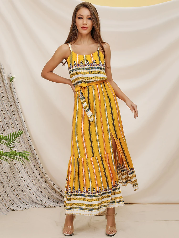 new beach bright yellow ethnic dresses spaghetti strap o neck collar split dress women bowknot belt long dresses lady hcy030
new beach bright yellow ethnic dresses spaghetti strap o neck collar split dress women bowknot belt long dresses lady hcy030