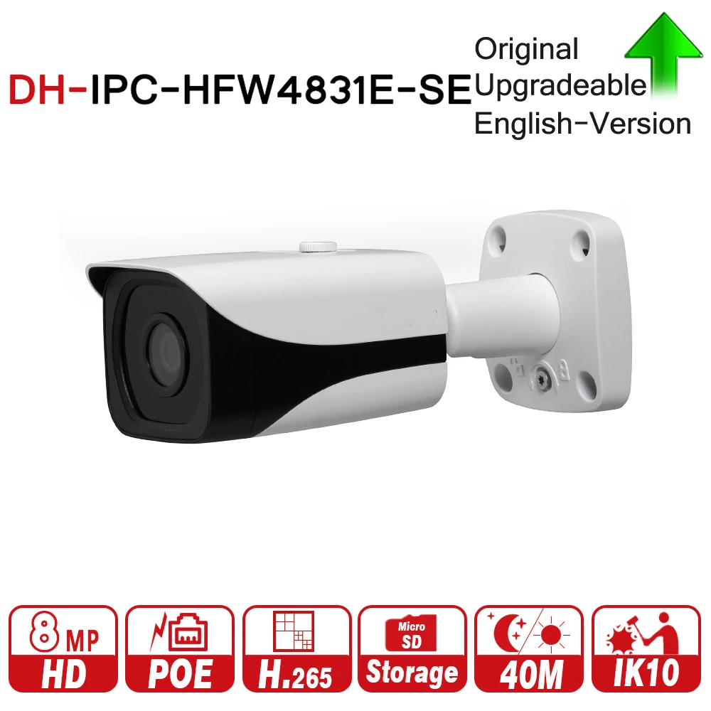 DH IPC-HFW4831E-SE 8MP WDR IR Mini Bullet Network IP Camera 4K Smart Detect 40m Support Micro SD Card H.265 IP67 PoE | Безопасность и