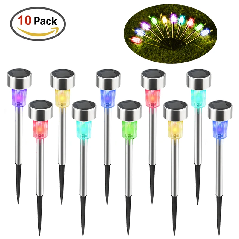10pcs/Set Stainless Steel LED Solar Lawn Lamp Outdoor Garden Path Lawn Light Solar Bollard Light LED Solar Stick Light Colorful
10pcs/Set Stainless Steel LED Solar Lawn Lamp Outdoor Garden Path Lawn Light Solar Bollard Light LED Solar Stick Light Colorful
