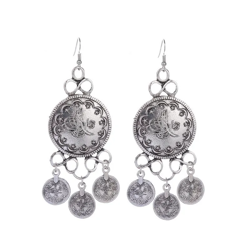 2016 Fashion Antique Silver Vintage Ethnic Tibet Long Coin Tassels Drop Earrings Circle Big Carved Coin Dangle Earrings Women
2016 Fashion Antique Silver Vintage Ethnic Tibet Long Coin Tassels Drop Earrings Circle Big Carved Coin Dangle Earrings Women