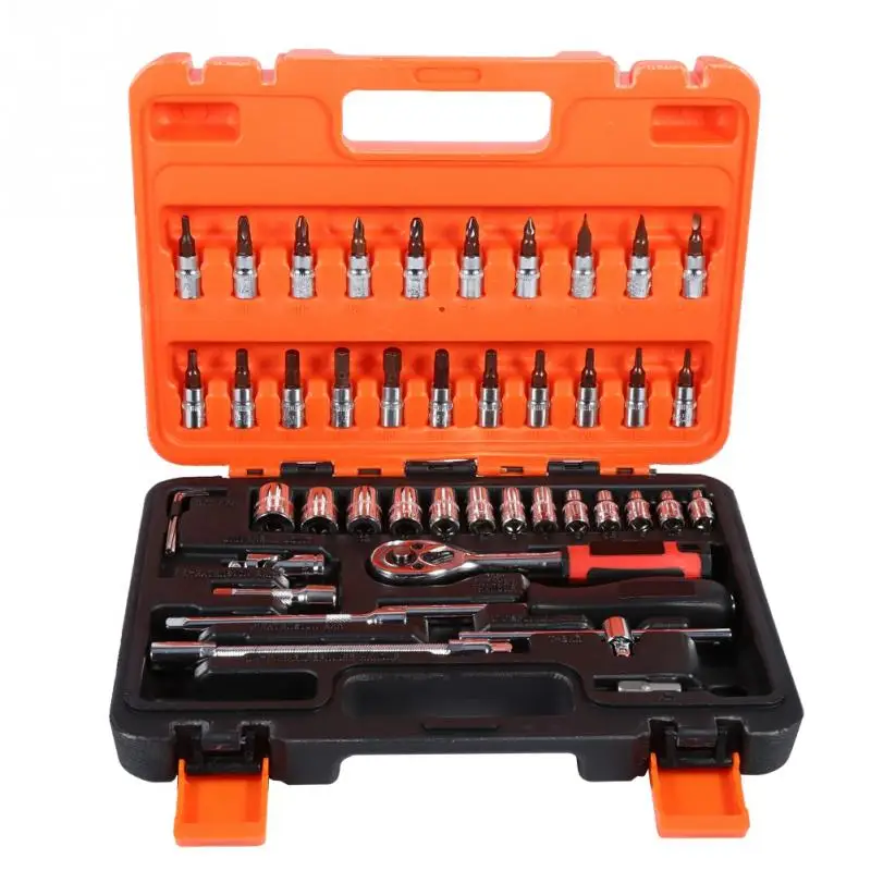 46 pcs Socket Spanner Wrench Set 1/4" Drive Metric Extension Bar with Box Socket Bits Car Repair Hand Tools
46 pcs Socket Spanner Wrench Set 1/4" Drive Metric Extension Bar with Box Socket Bits Car Repair Hand Tools