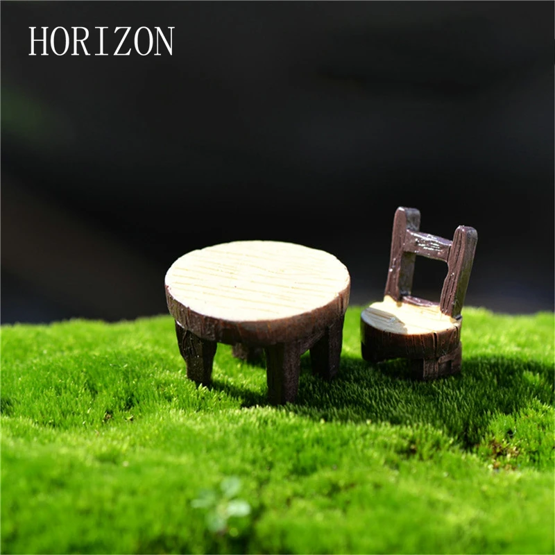 Image 2Pcs 1 Set Desk Chair DIY Resin Fairy Garden Craft Decoration Miniature Micro Gnome Home Garden Decoration