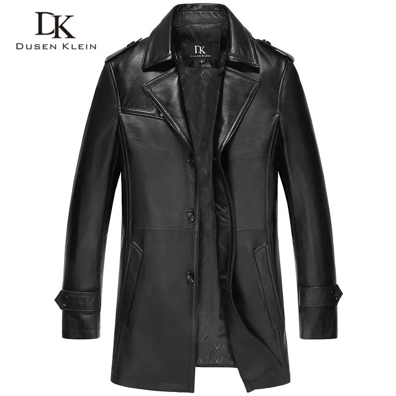 Dusen Klein men jacket Genuine Sheepskin Leather Luxury Mid-long spring leather Coat black 14N628
Dusen Klein men jacket Genuine Sheepskin Leather Luxury Mid-long spring leather Coat black 14N628