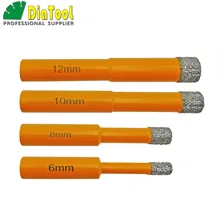 DIATOOL 4pcs Drill bits Vaccum Brazed Diamond drilling bits round Shank Dry drilling for stone masonry(6mm+8mm+10mm+12mm)
DIATOOL 4pcs Drill bits Vaccum Brazed Diamond drilling bits round Shank Dry drilling for stone masonry(6mm+8mm+10mm+12mm)