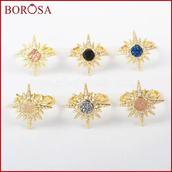 BOROSA 6PCS Fashion Size 7 Gold Bezel CZ Micro Pave Crystal Star Mixed Colors Druzy Rings Fashion Drusy Rings for Women ZG0249
BOROSA 6PCS Fashion Size 7 Gold Bezel CZ Micro Pave Crystal Star Mixed Colors Druzy Rings Fashion Drusy Rings for Women ZG0249