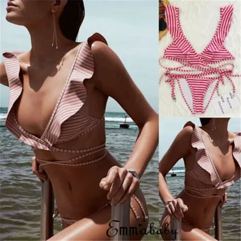 Ruffles Bikini 2019 Sexy Swimwear Women Pink Striped Swimsuit Push Up Bathing Suit Women Brazilian Bikini Set Halter Monokini
Ruffles Bikini 2019 Sexy Swimwear Women Pink Striped Swimsuit Push Up Bathing Suit Women Brazilian Bikini Set Halter Monokini