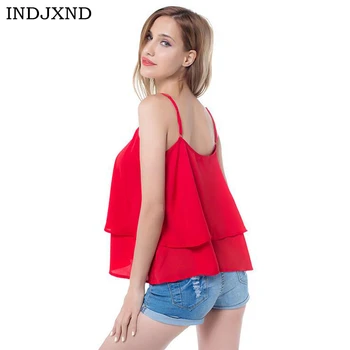 Summer Women's O Neck Short Button Shirts Sleeveless Lotus Leaf Double Chiffon Loose Blouse 2017 Fashion Leisure Ladies S338
Summer Women's O Neck Short Button Shirts Sleeveless Lotus Leaf Double Chiffon Loose Blouse 2017 Fashion Leisure Ladies S338