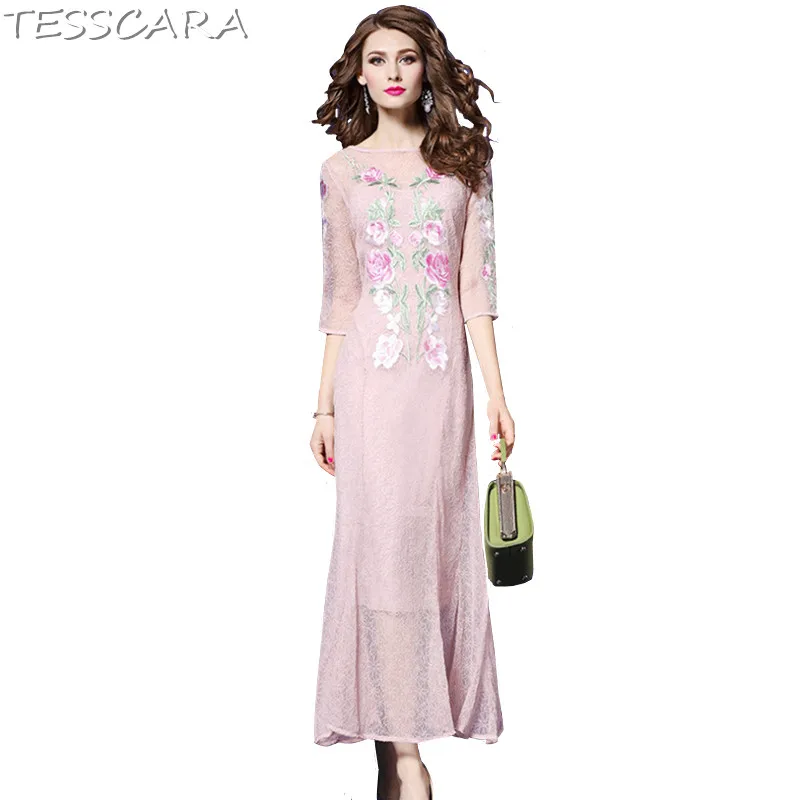 TESSCARA Women Elegant Embroidery Pink Lace Dress Female Long Maxi Cocktail Robe Femme Floral Designer Wedding Party Vestidos
TESSCARA Women Elegant Embroidery Pink Lace Dress Female Long Maxi Cocktail Robe Femme Floral Designer Wedding Party Vestidos