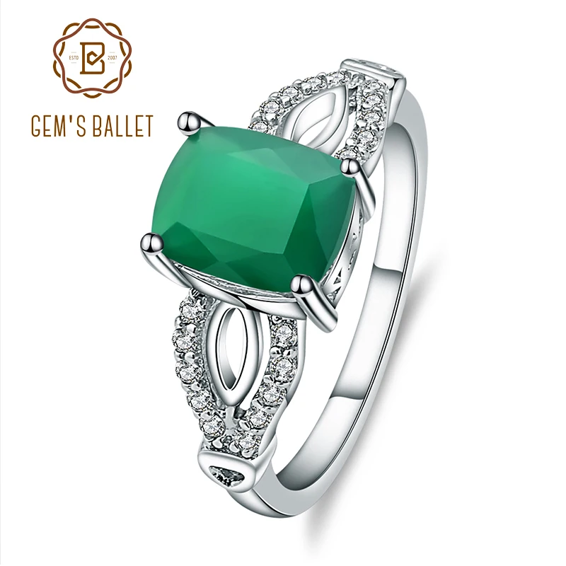 Gem's Ballet 2.2Ct Natural Green Agate Gemstone Ring Solid 925 Sterling Silver Fine Jewelry For Women Wedding Engagement Rings
Gem's Ballet 2.2Ct Natural Green Agate Gemstone Ring Solid 925 Sterling Silver Fine Jewelry For Women Wedding Engagement Rings
