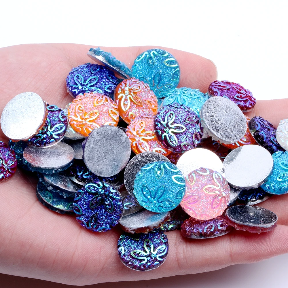 

16mm 40pcs AB Multicolor Resin Stones Flatback Round Shape Rhinestone For Wedding Art Decoration crafts Jewelry Accessories