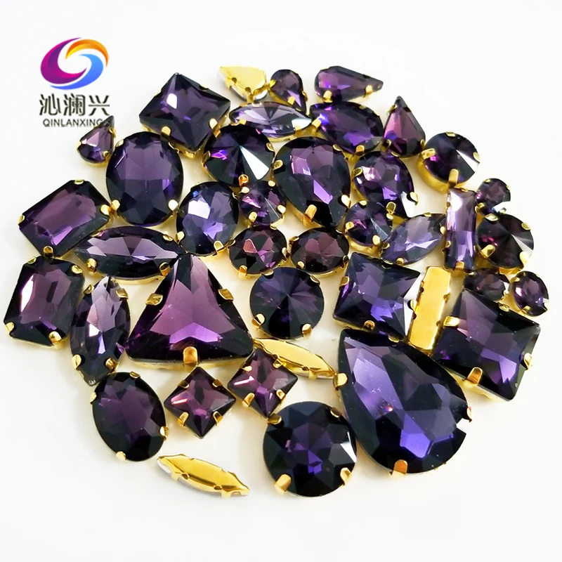 58pcs/pack Gold base Deep purple mix shape top crystal glass sew on stones,Super flash claw rhinestone diy/Clothing accessories
58pcs/pack Gold base Deep purple mix shape top crystal glass sew on stones,Super flash claw rhinestone diy/Clothing accessories
