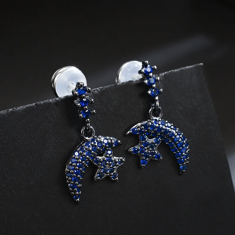 Temperament new Korean version of color zircon stars moon earrings personality wild earrings women earrings
Temperament new Korean version of color zircon stars moon earrings personality wild earrings women earrings