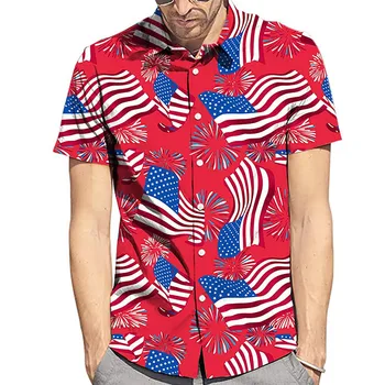 Men's shirt Men's Summer Independence Day Printed Short-Sleeved Shirts Button Fashion Blouse
Men's shirt Men's Summer Independence Day Printed Short-Sleeved Shirts Button Fashion Blouse
