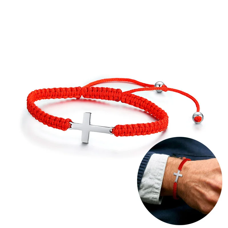 Men's Cross Good Luck Red Braided Rope Bracelet Woven Adjustable Drawstring Bangle Pray Wish Brackelts Brazalet Unisex Jewelry
Men's Cross Good Luck Red Braided Rope Bracelet Woven Adjustable Drawstring Bangle Pray Wish Brackelts Brazalet Unisex Jewelry