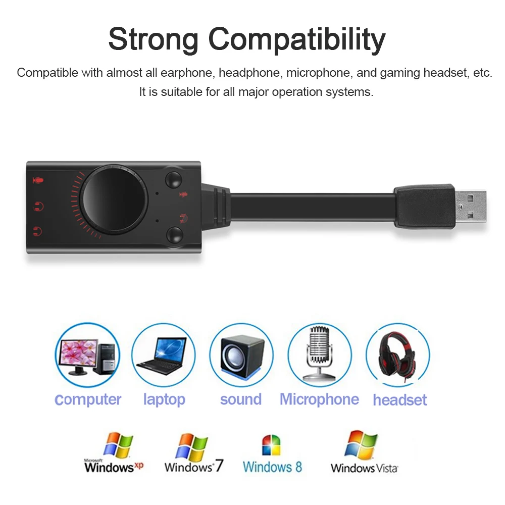 KOTION EACH adaptador USB 2.0 External Sound Card 7.1 Channel Stereo Sound Adapter Plug for Headphone Speaker Microphone
KOTION EACH adaptador USB 2.0 External Sound Card 7.1 Channel Stereo Sound Adapter Plug for Headphone Speaker Microphone