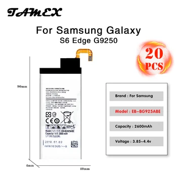 Newest OEM Replacement Battery For Samsung Galaxy S6 edge SM-G925 EB-BG925ABE mobile phone 2600MAH batteria akku Free Ship 20pcs
Newest OEM Replacement Battery For Samsung Galaxy S6 edge SM-G925 EB-BG925ABE mobile phone 2600MAH batteria akku Free Ship 20pcs