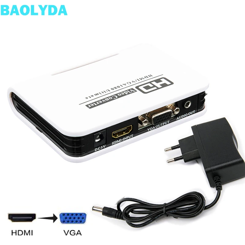 Baolyda HDMI to VGA Converter 1080P HDMI to VGA Analog Signal and AUDIO Adapter Converter 1080P HD Audio TV AV HDTV PC
Baolyda HDMI to VGA Converter 1080P HDMI to VGA Analog Signal and AUDIO Adapter Converter 1080P HD Audio TV AV HDTV PC