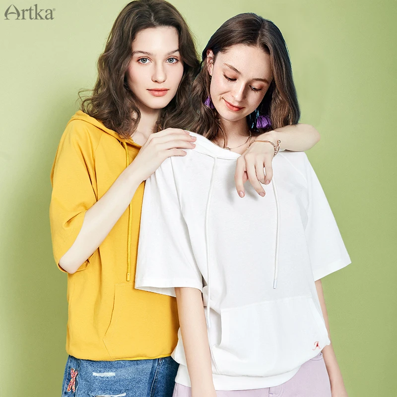 ARTKA 2019 Summer New Women's Hoodies Solid Color Short Sleeve Hoodie Leisure Embroidered Full Sleeve Hooded Sweatshirt VA10489Q
ARTKA 2019 Summer New Women's Hoodies Solid Color Short Sleeve Hoodie Leisure Embroidered Full Sleeve Hooded Sweatshirt VA10489Q