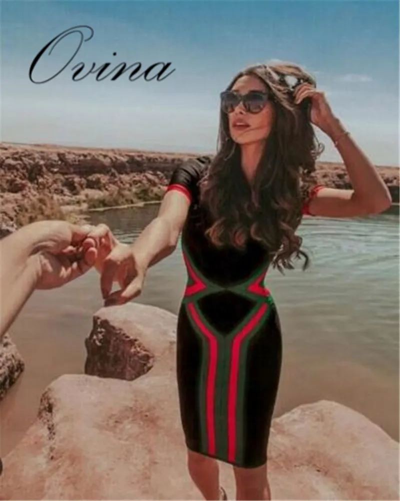New Sexy Women Short Sleeve Striped 2018 Black Mini Bandage Dress Celebrity Party Dress
New Sexy Women Short Sleeve Striped 2018 Black Mini Bandage Dress Celebrity Party Dress