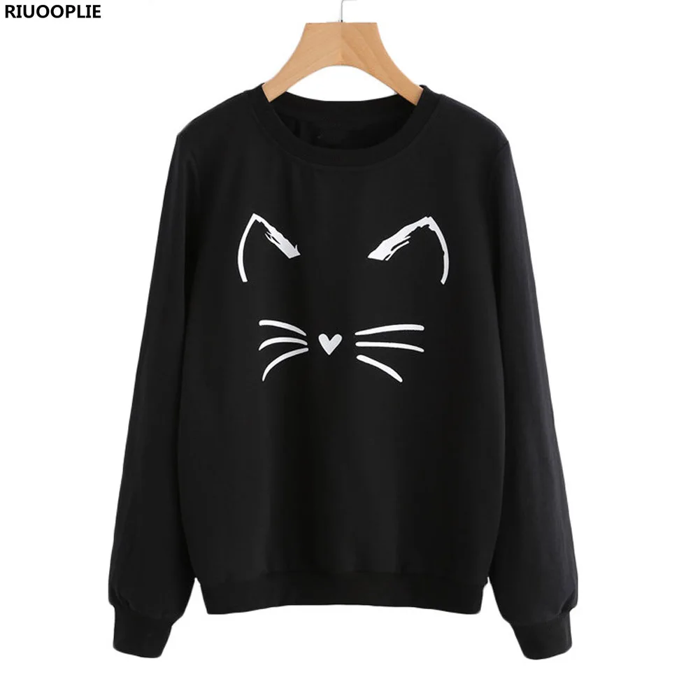 RIUOOPLIE Women Cartoon Cat Print Sweatshirt Long Sleeve Casual Pullovers Black Tops
RIUOOPLIE Women Cartoon Cat Print Sweatshirt Long Sleeve Casual Pullovers Black Tops