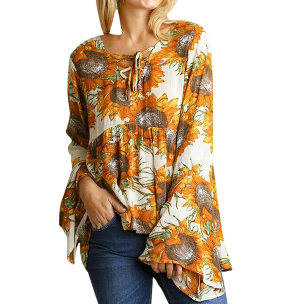 FREE OSTRICH Women T Shirts Sunflower Printing Long Flare Sleeve O-Neck Yellow Loose Graceful Elegant Summer T-Shirt For Women
FREE OSTRICH Women T Shirts Sunflower Printing Long Flare Sleeve O-Neck Yellow Loose Graceful Elegant Summer T-Shirt For Women
