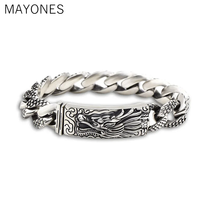 925 Sterling Silver Dragon Head Bracelet for Men Male Link Chain Bangle Thai Silver Dragon Bracelets Jewelry Father's Day Gifts
925 Sterling Silver Dragon Head Bracelet for Men Male Link Chain Bangle Thai Silver Dragon Bracelets Jewelry Father's Day Gifts