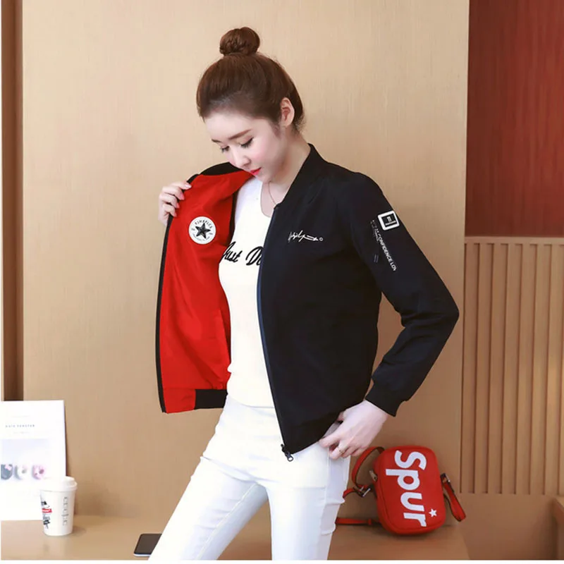 Spring and Autumn women's jacket baseball uniform coats Korean version of the double-sided wearable baseball uniform jacket
Spring and Autumn women's jacket baseball uniform coats Korean version of the double-sided wearable baseball uniform jacket