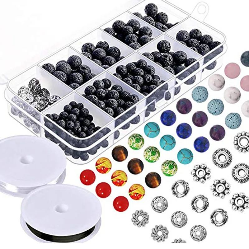 500pcs Lava Beads Stone Rock with Chakra Beads and Spacer Beads for Essential Oil Jewelry Making Accessories Beading Supplies
500pcs Lava Beads Stone Rock with Chakra Beads and Spacer Beads for Essential Oil Jewelry Making Accessories Beading Supplies