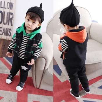 2018 Winter New Korean Children Set Star Vest and Velvet Stripe Cap Long Sleeve Three-piece Set
2018 Winter New Korean Children Set Star Vest and Velvet Stripe Cap Long Sleeve Three-piece Set