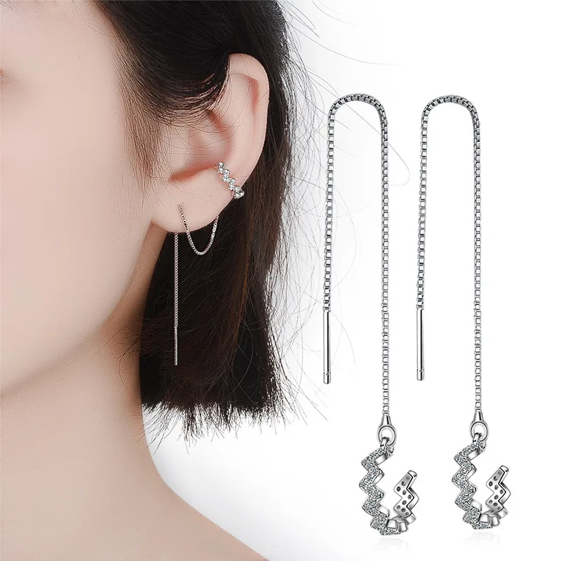 1 PCS 925 sterling silver Tassel Ear cuff Female Long Line Ear Clip Design Zircon Clip Earrings For Women New Korean Jewelry
1 PCS 925 sterling silver Tassel Ear cuff Female Long Line Ear Clip Design Zircon Clip Earrings For Women New Korean Jewelry