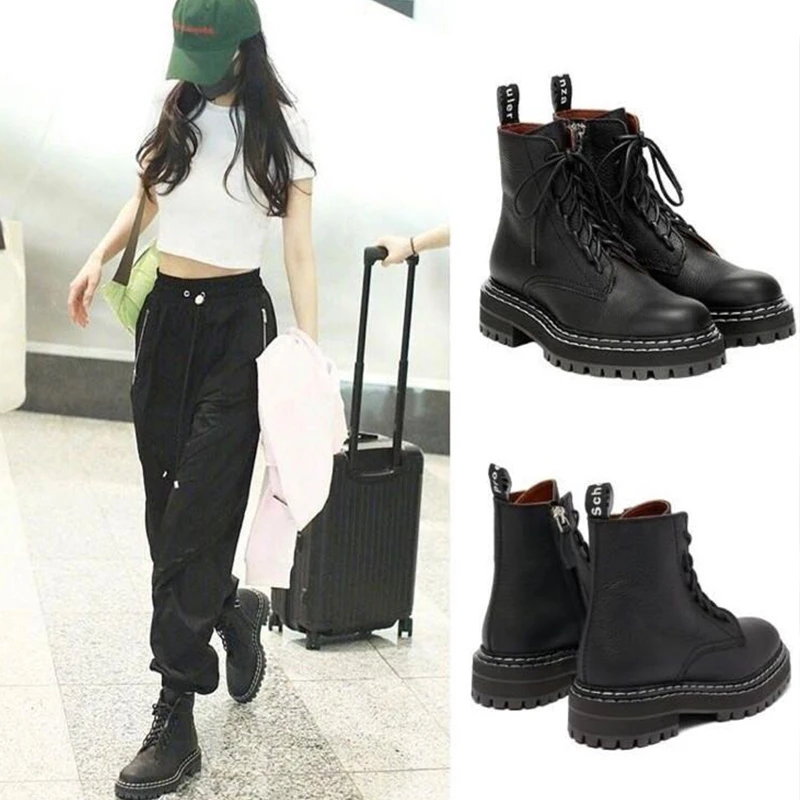 Lace Up Women Boots Brand Design Winter Shoes Woman BlacK Leather Platform Chelsea Boots Vintage Ankle Botas Mujer Invierno 2019
Lace Up Women Boots Brand Design Winter Shoes Woman BlacK Leather Platform Chelsea Boots Vintage Ankle Botas Mujer Invierno 2019