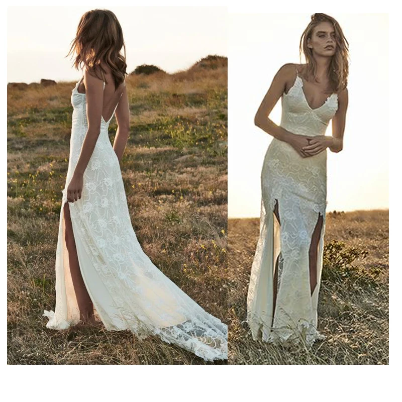 Spaghetti Straps Sexy Mermaid Bride Dress Lace Informal Wedding Dress 2019 Front Slit Backless High Quality Custom made
Spaghetti Straps Sexy Mermaid Bride Dress Lace Informal Wedding Dress 2019 Front Slit Backless High Quality Custom made