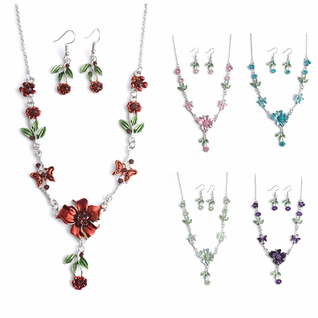 Shellhard Wedding Jewelry Crystal Colorful Flowers Necklace Ear Ring Earring Bohemian Chic Jewelry Set For Women Femme Bijoux 
Shellhard Wedding Jewelry Crystal Colorful Flowers Necklace Ear Ring Earring Bohemian Chic Jewelry Set For Women Femme Bijoux