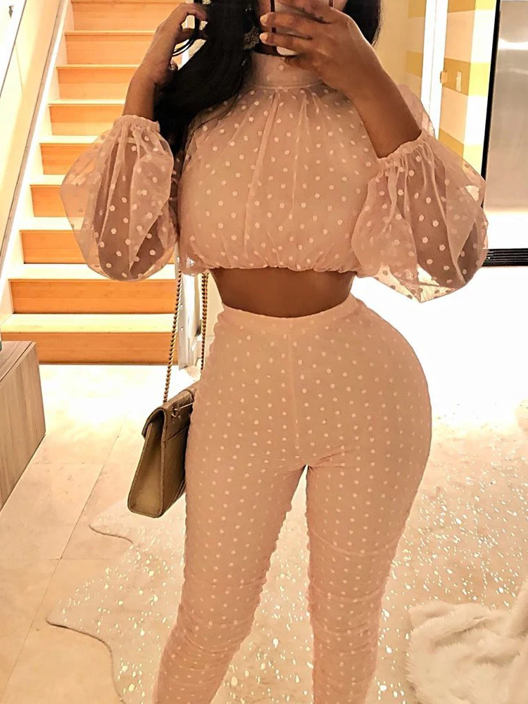 Women Two Pieces Sets Sexy Club Clothes Summer 2019 Turtleneck Polka Dot Lantern Sleeve Top and Pants 2 Piece Outfits for Ladies
Women Two Pieces Sets Sexy Club Clothes Summer 2019 Turtleneck Polka Dot Lantern Sleeve Top and Pants 2 Piece Outfits for Ladies