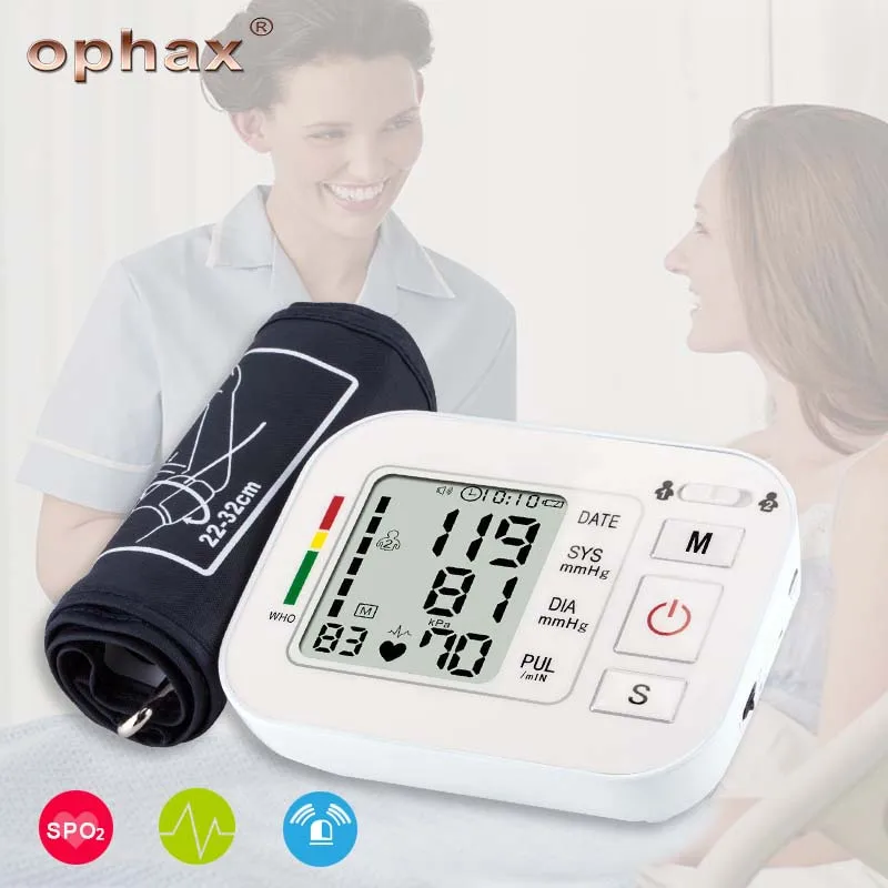 

OPHAX Home Digital Upper Arm Tensioner Blood Pressure Monitor BP Meter For Measuring Medical Tonometer Measurement Device Health