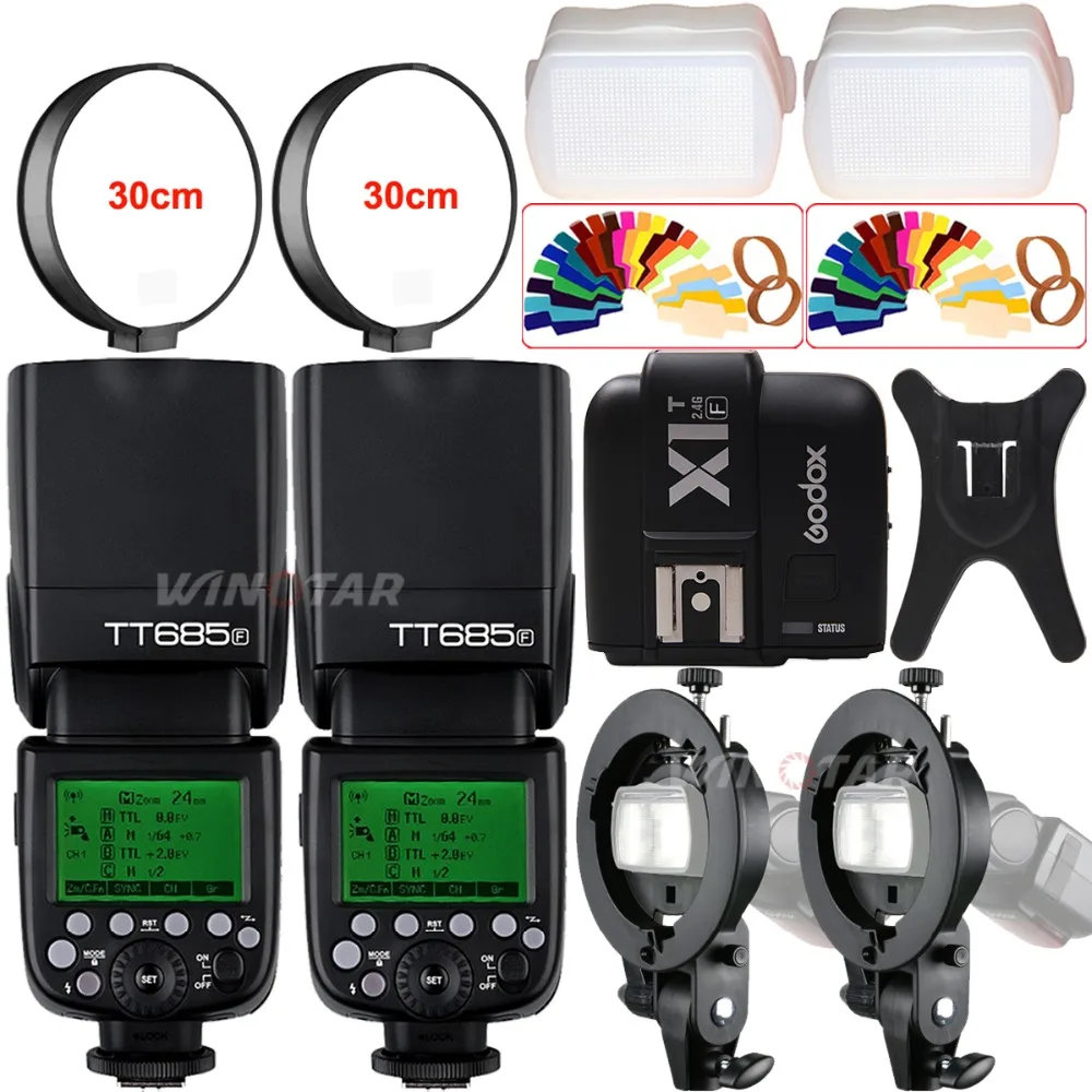2X Godox TT685F 2.4G HSS TTL Camera Flash + X1T-F Trigger + Bowens Bracket for Fujifilm X-Pro2/X-T10/X-T20/X-T2 X-T1/X100F X100T
2X Godox TT685F 2.4G HSS TTL Camera Flash + X1T-F Trigger + Bowens Bracket for Fujifilm X-Pro2/X-T10/X-T20/X-T2 X-T1/X100F X100T
