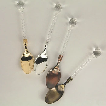 Hot Crystal Handle Tea Coffee Spoon Ice Cream Spoon Dessert Ladle Scoop for home/bar