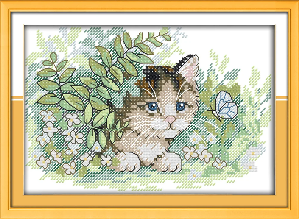 The cat catches the butterfly Canvas DMC Counted Cross Stitch Kits printed Cross-stitch set Embroidery Needlework
The cat catches the butterfly Canvas DMC Counted Cross Stitch Kits printed Cross-stitch set Embroidery Needlework