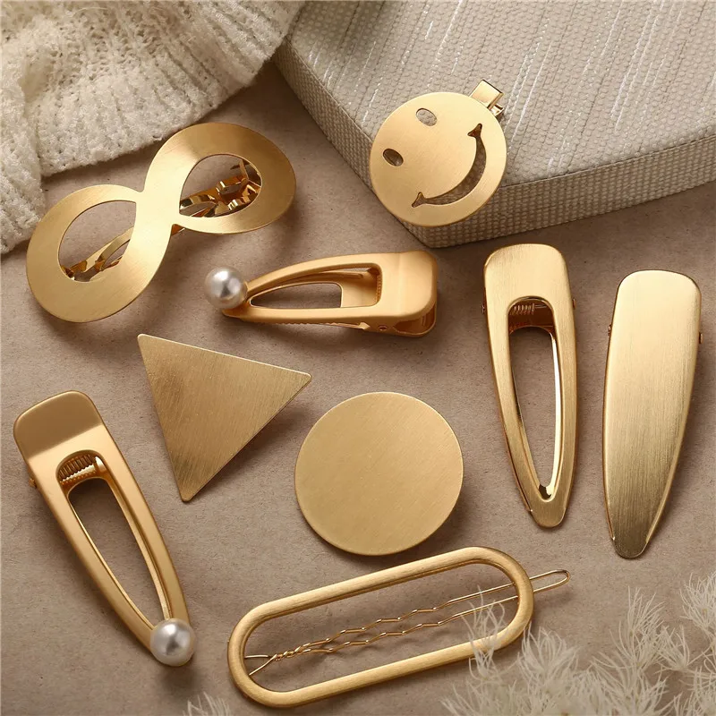 GIVVLLRY Elegant Brushed Metal Hair Clip for Women Matte Gold Silver Geometric Infinity Triangle Smile Hair Accessories Jewelry
GIVVLLRY Elegant Brushed Metal Hair Clip for Women Matte Gold Silver Geometric Infinity Triangle Smile Hair Accessories Jewelry