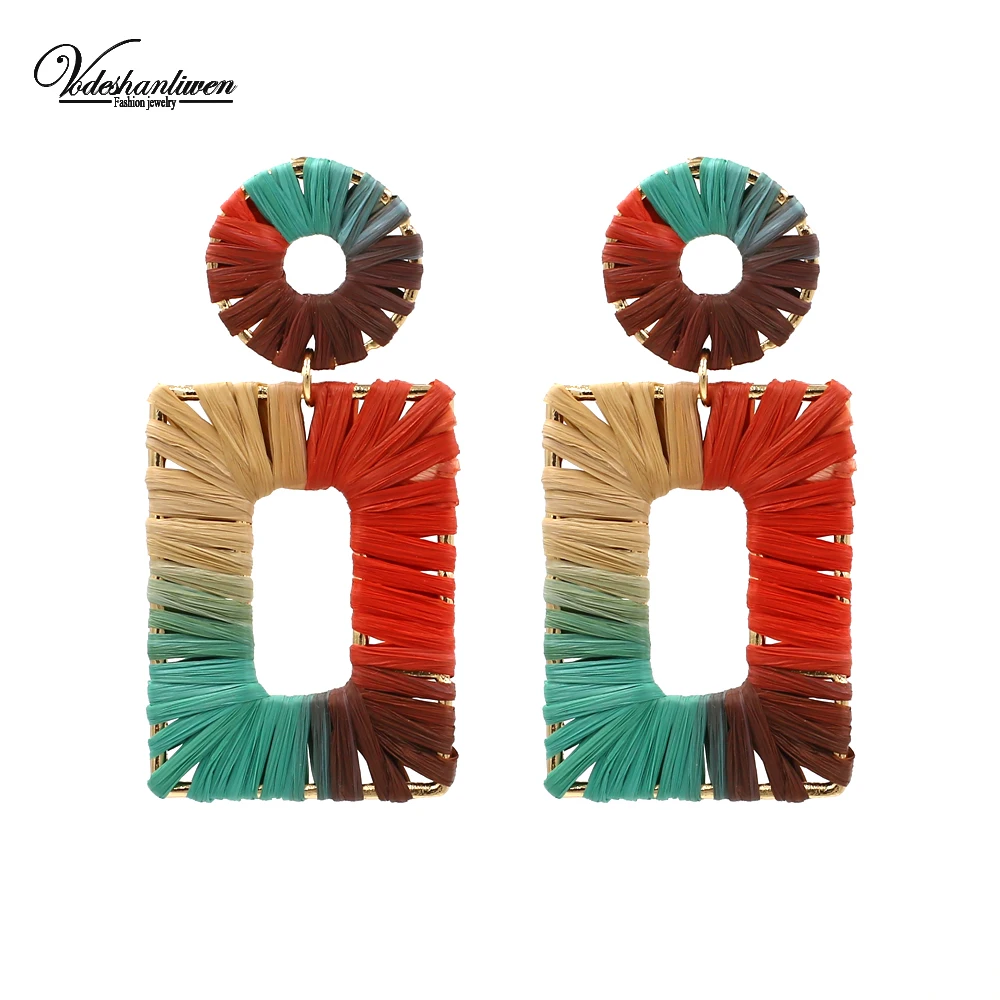 Vodeshanliwen Trendy Handmade Straw Rope Knit Statement Earrings For Women Big Square Korean Earrings 2019 Jewelry accessory
Vodeshanliwen Trendy Handmade Straw Rope Knit Statement Earrings For Women Big Square Korean Earrings 2019 Jewelry accessory