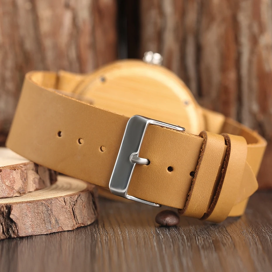 Top Minimalist Natural Bamboo Wood Watch Male Handmade Simple Mens Sports Quartz Wristwatch Arabic Numbers reloj de hombre 2018 (5)